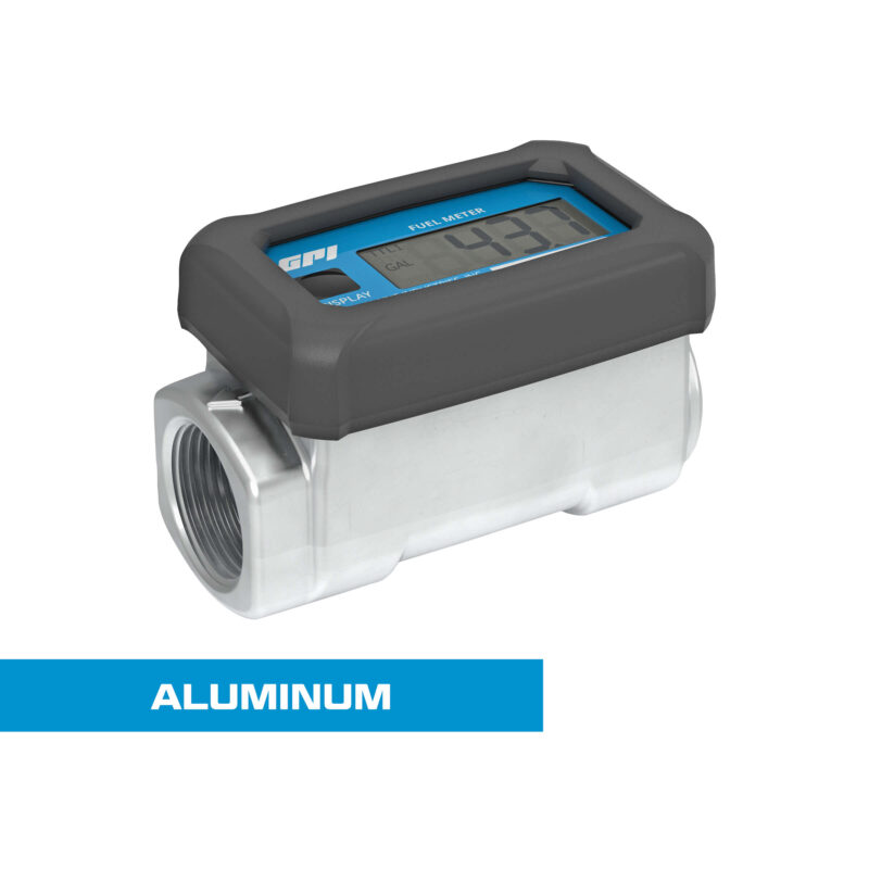 GPI Turbine Flow Meter, Battery Powered Display, Aluminum Body for Methanol