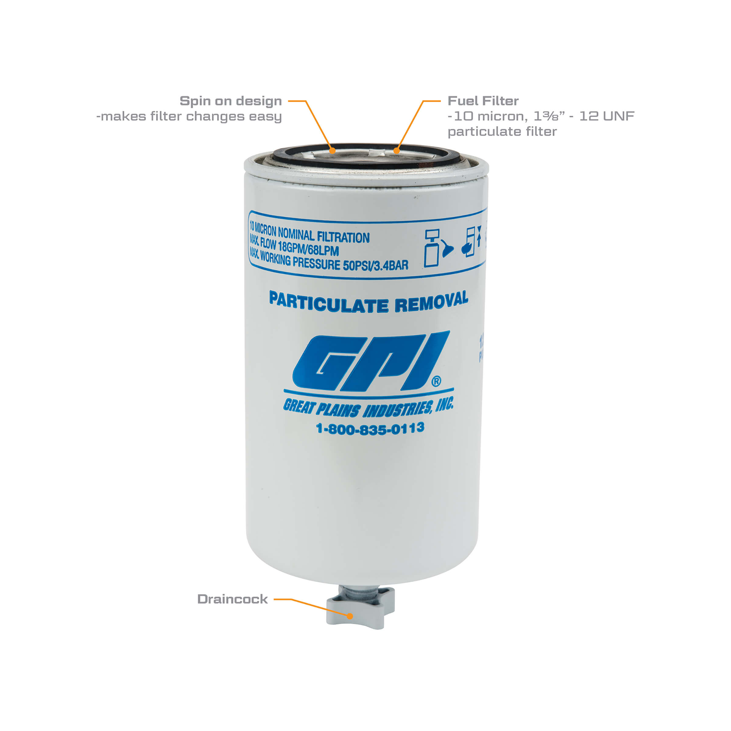 GPI 18 GPM, 10 Micron, Quick-Fit Replacement Particulate Filter - Image 2