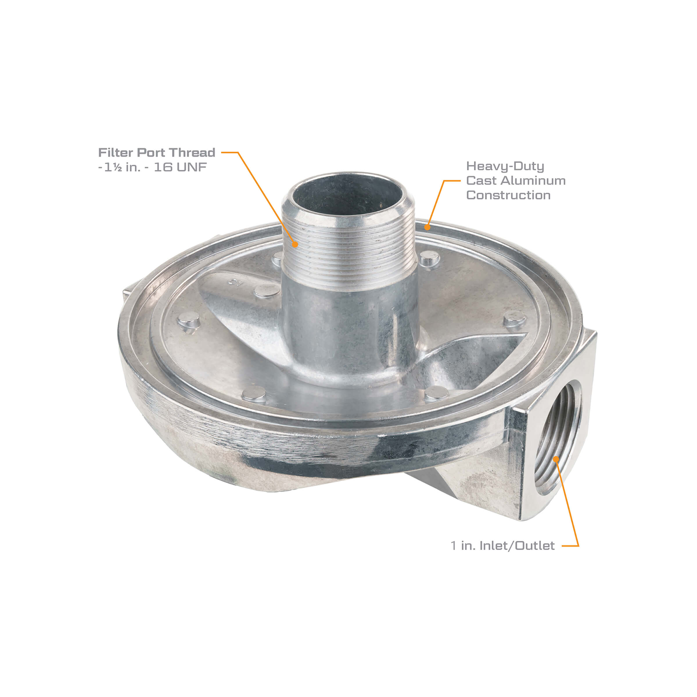 GPI 1 in. NPT 40 GPM High-Flow Aluminum Filter Adapter - Image 3