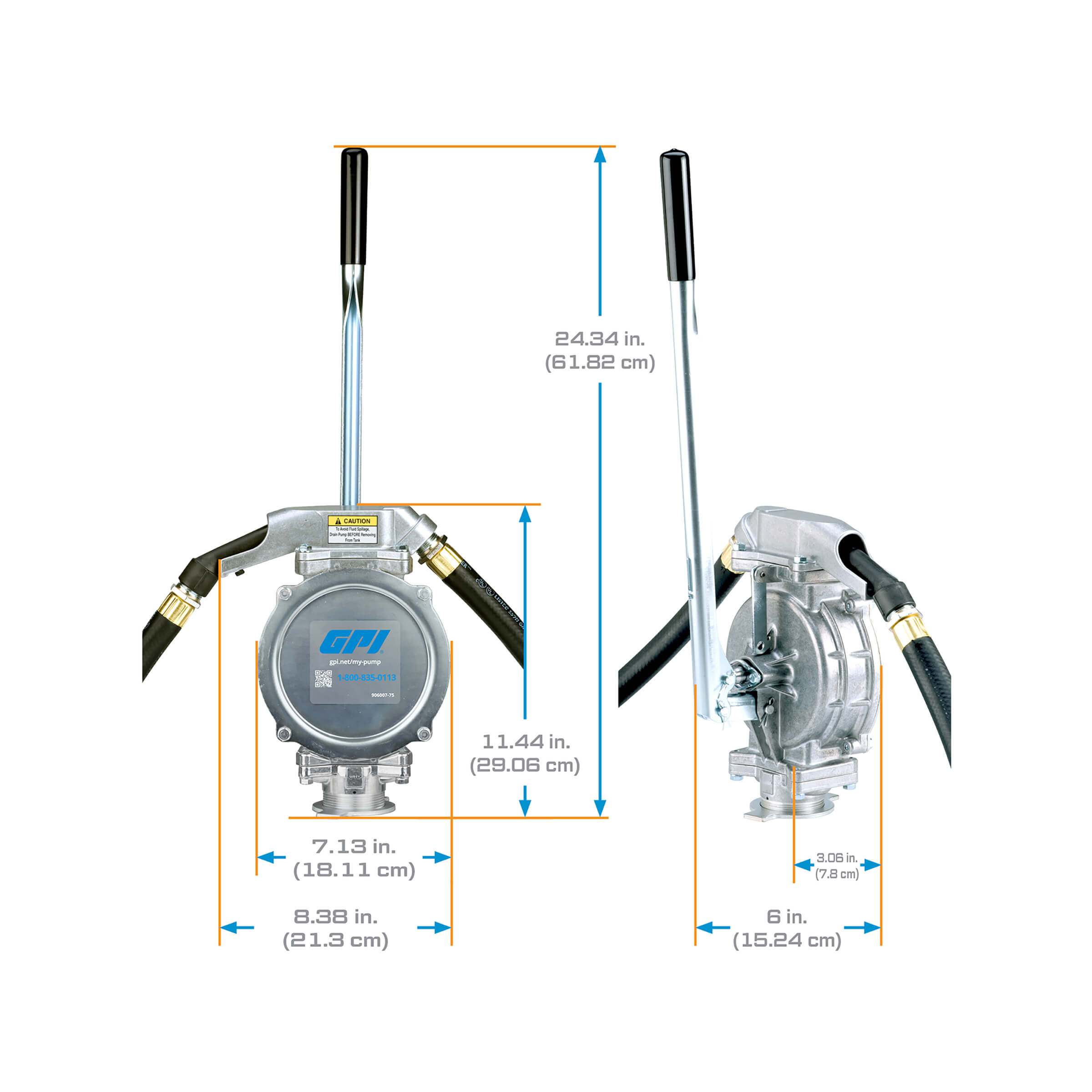 GPI 20 Gallon per 100 Stroke Lever Action Fluid Transfer Hand Pump - Image 5
